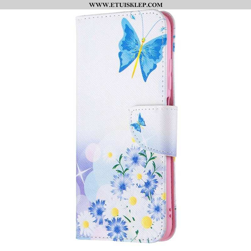 Etui Folio do Poco M3 Pro 5G Motyle I Kwiaty